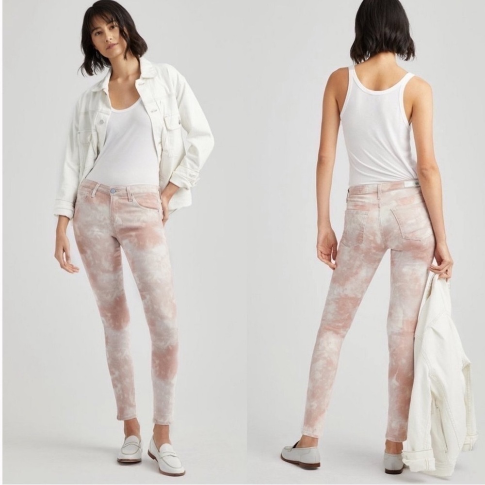 NWT AG Adriano Goldschmied The Legging Ankle in Abstract Tiedye Rocky Mauve 29